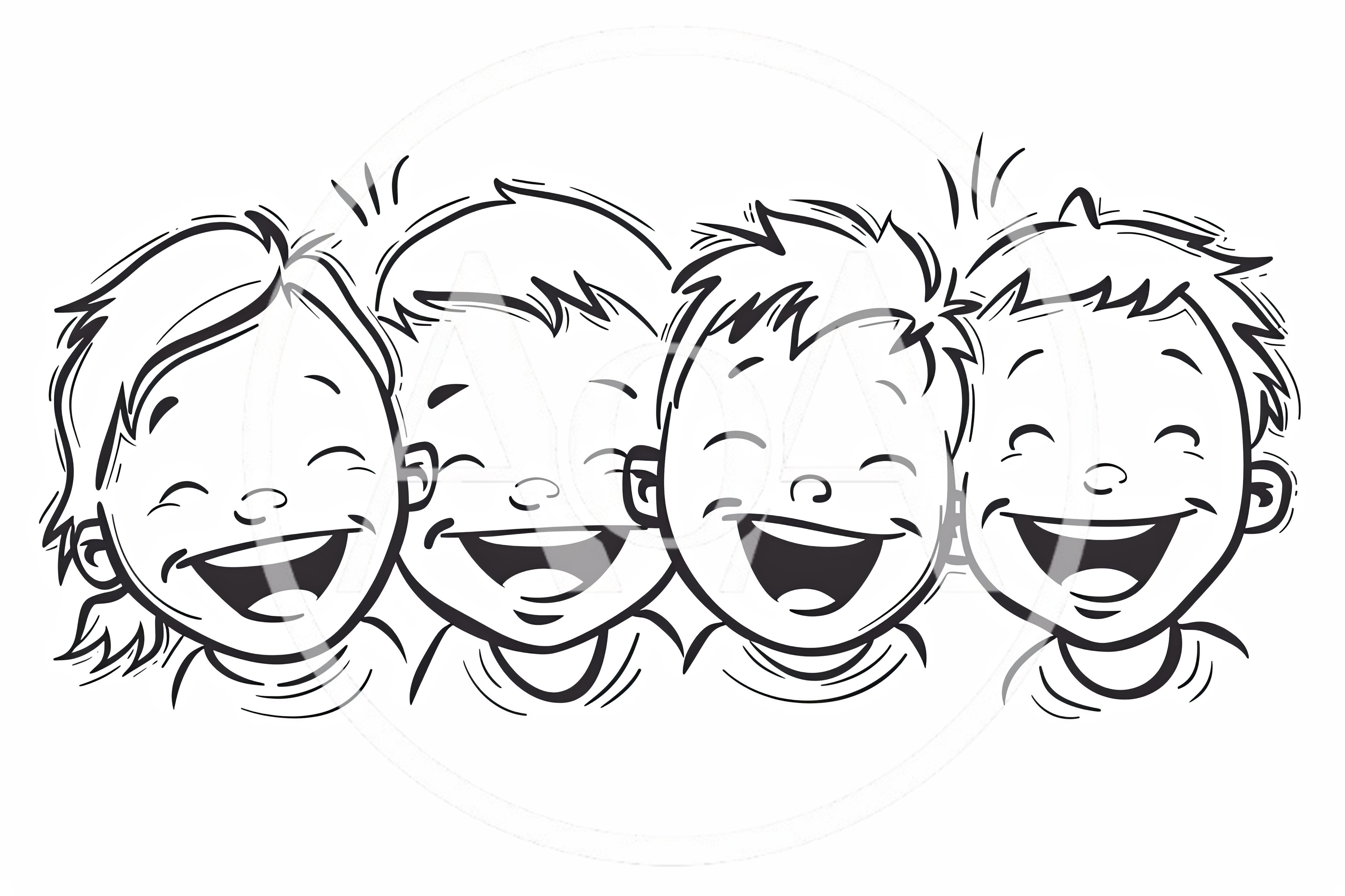 Group Of Four Happy Children Laughing Together
