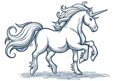 Elegant Unicorn Illustration In Classic Line Art Style