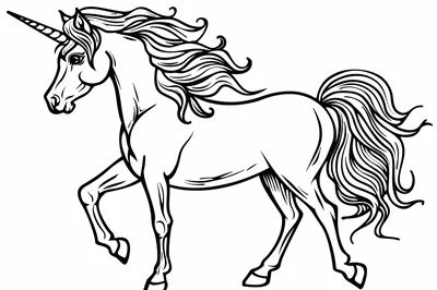 Black And White Line Art Unicorn Illustration