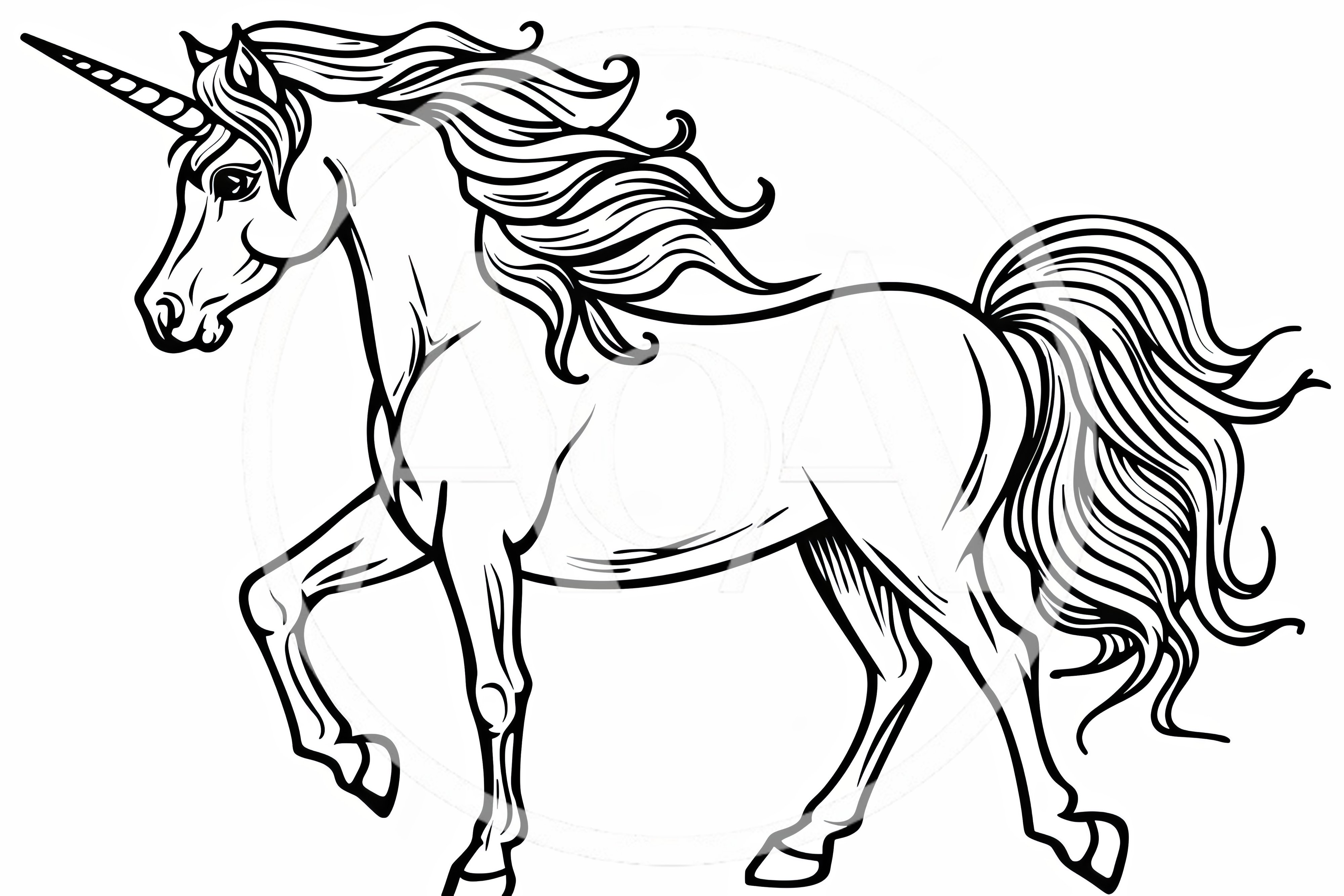 Black And White Line Art Unicorn Illustration