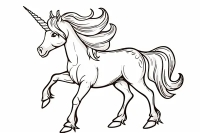 Line Art Illustration Of A Majestic Unicorn