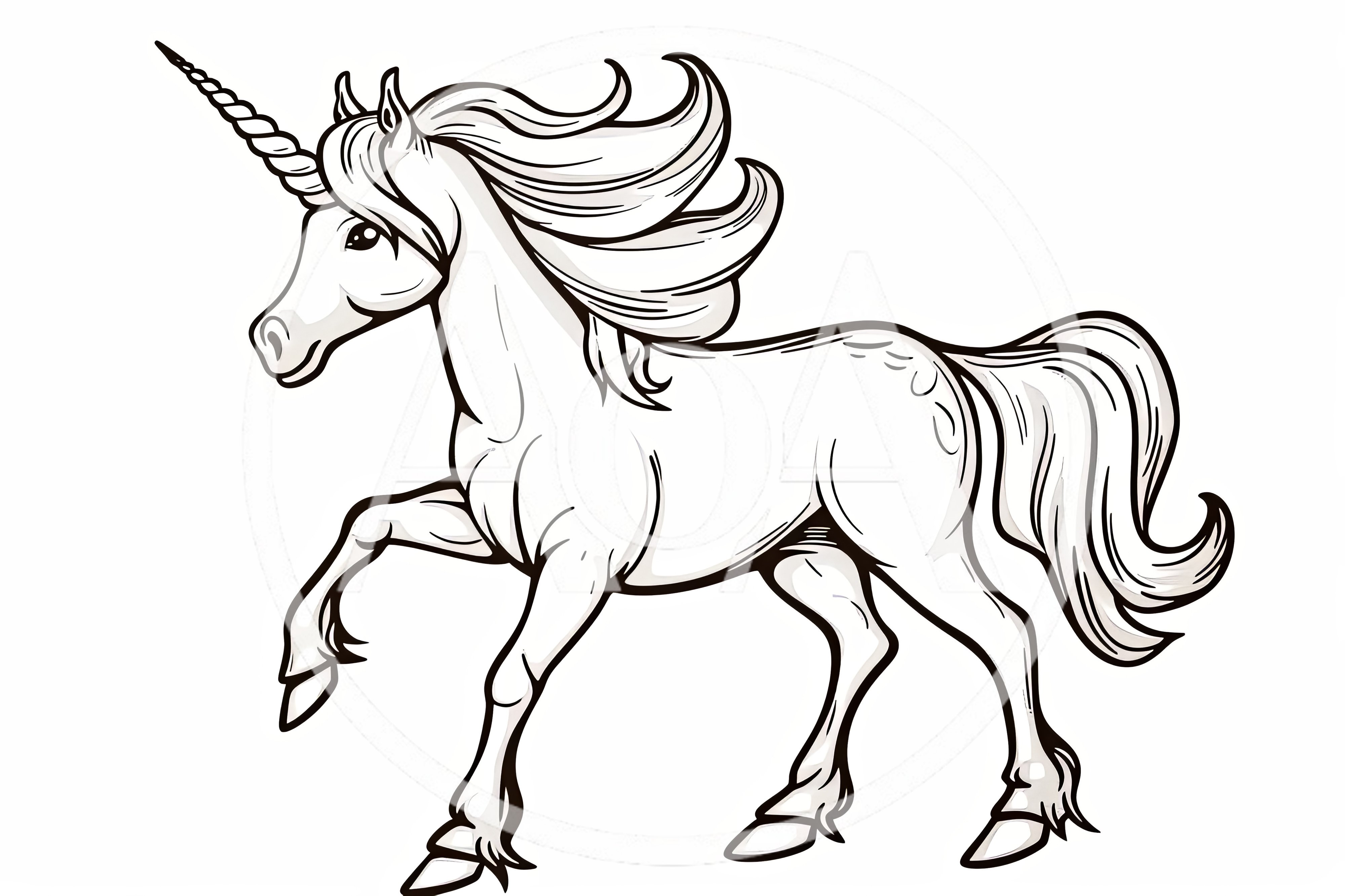 Line Art Illustration Of A Majestic Unicorn