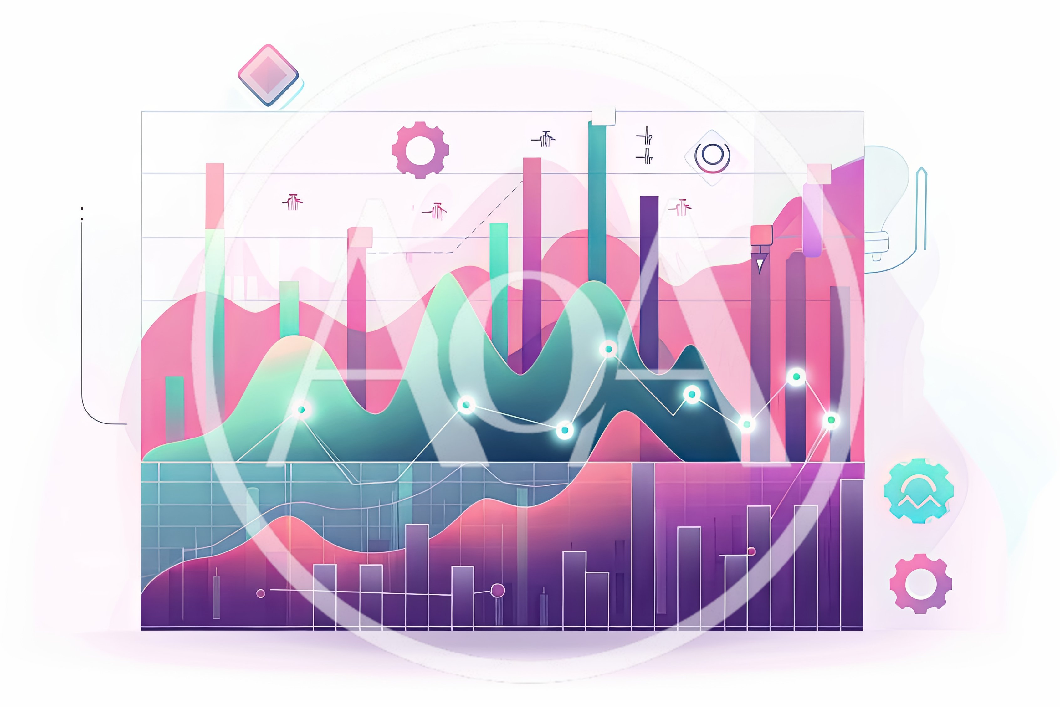 Abstract Data Visualization With Colorful Charts And Graphs