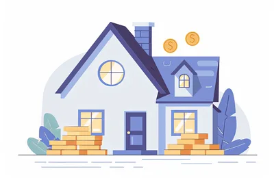 House With Stacks Of Gold Coins
