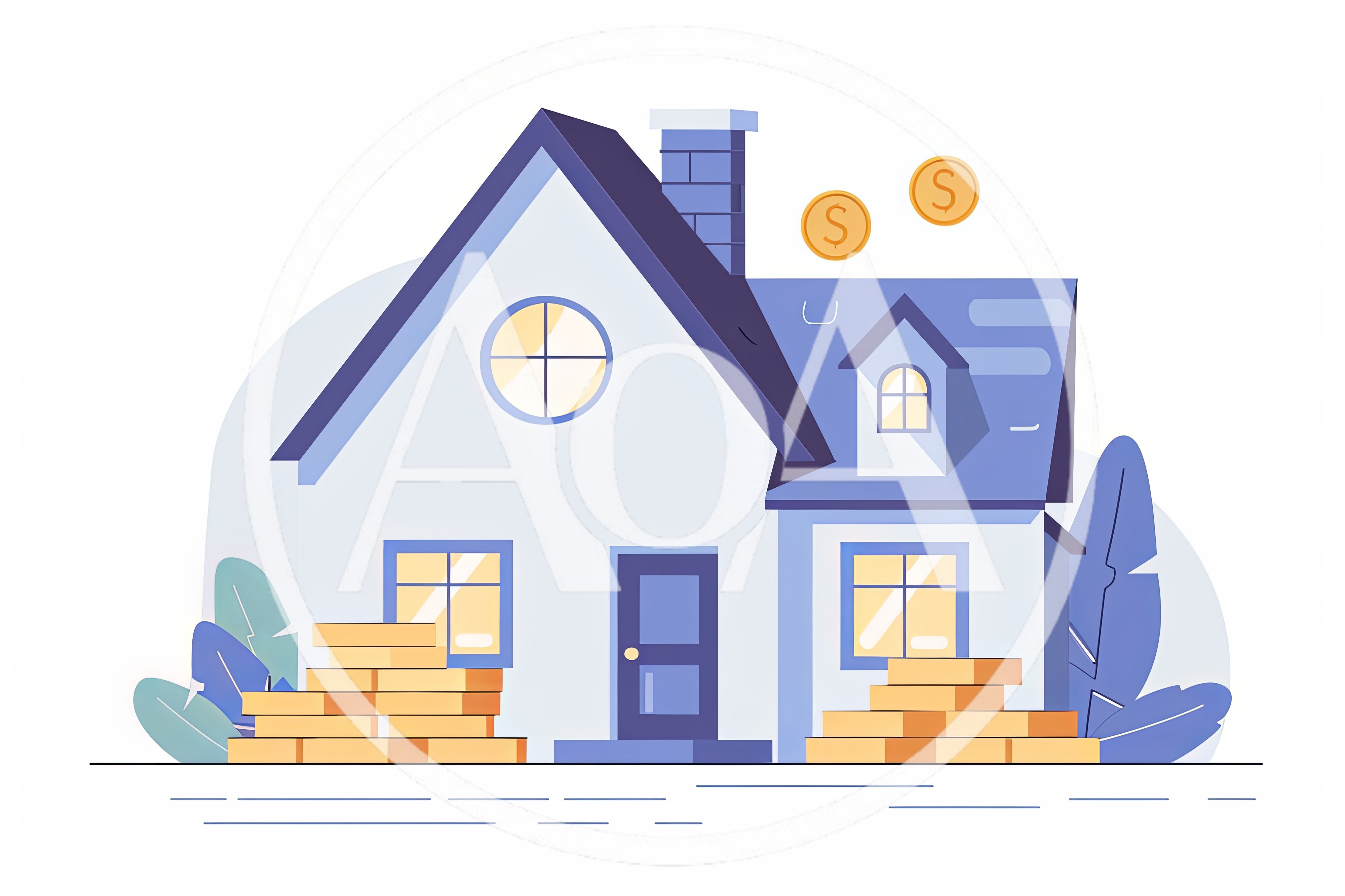 House With Stacks Of Gold Coins