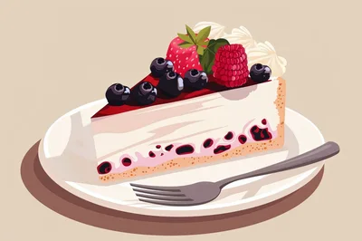 Slice Of Berry Cheesecake On A Plate