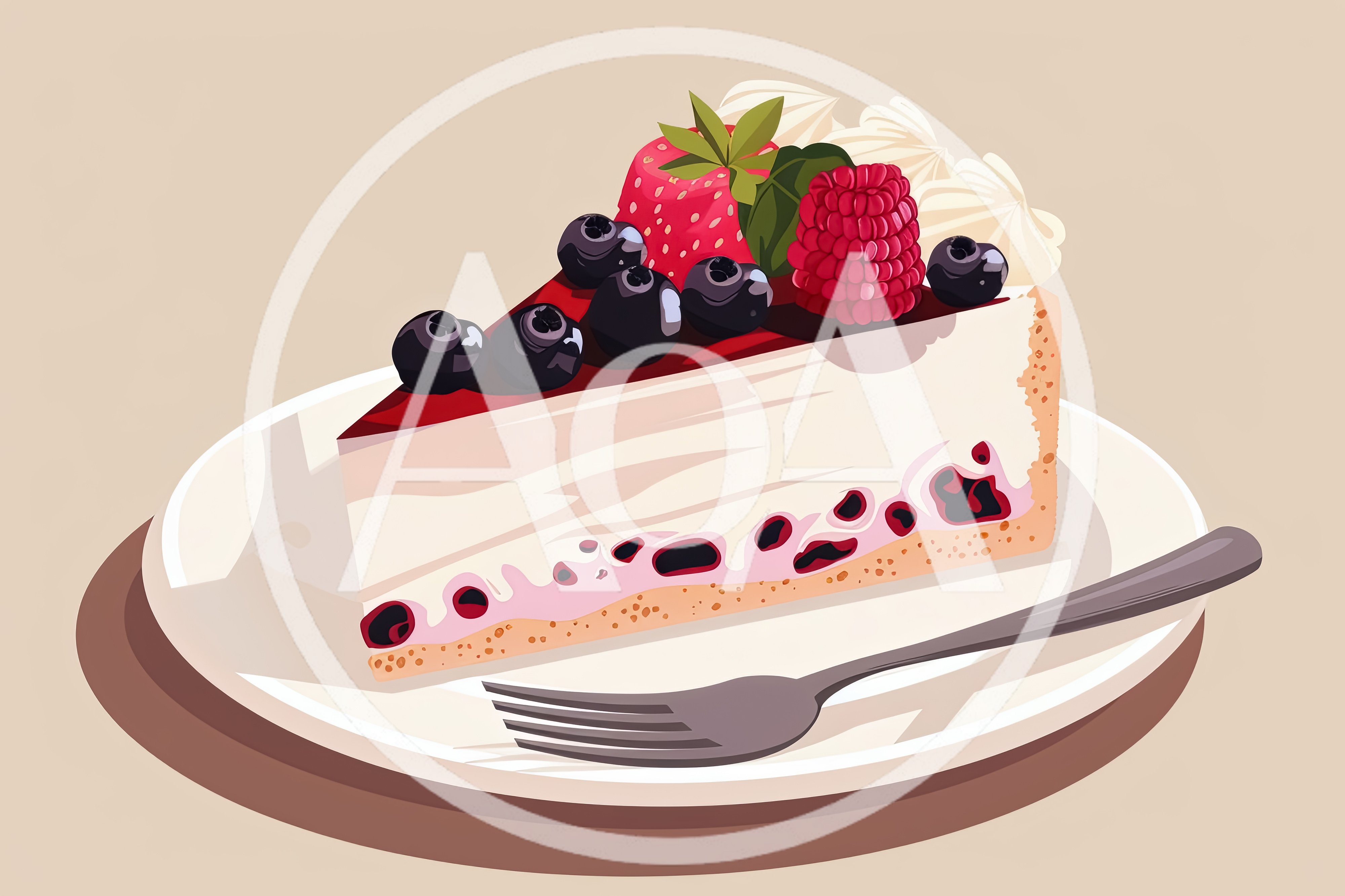 Slice Of Berry Cheesecake On A Plate