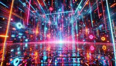 Abstract Neon Cyberpunk Digital Data Stream Environment