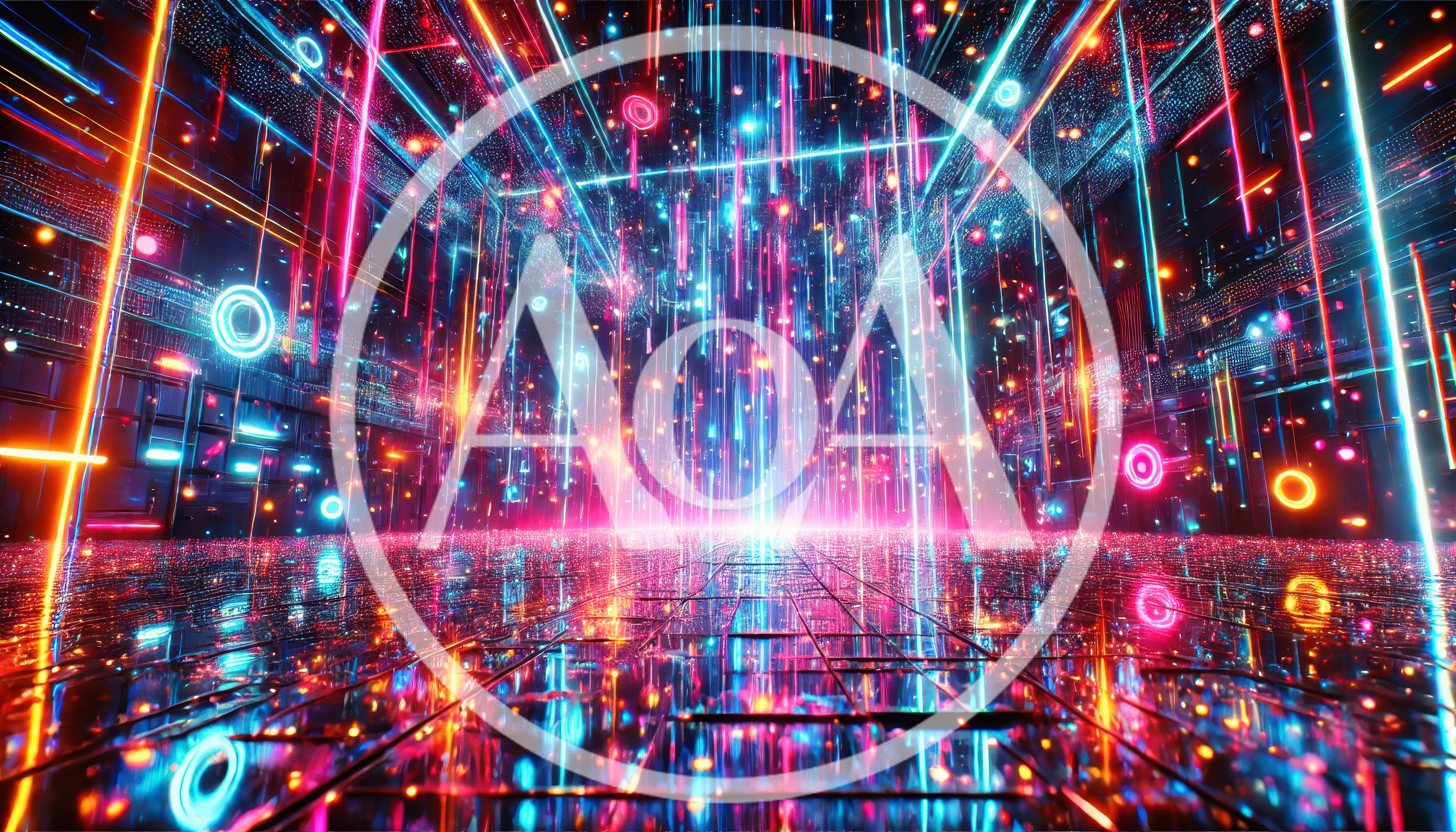 Abstract Neon Cyberpunk Digital Data Stream Environment