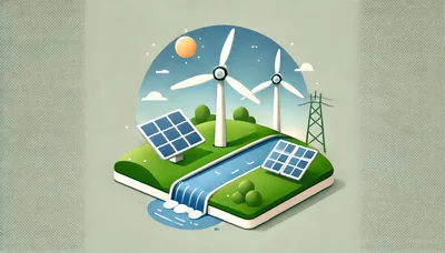 Isometric Renewable Energy Landscape With Wind And Solar