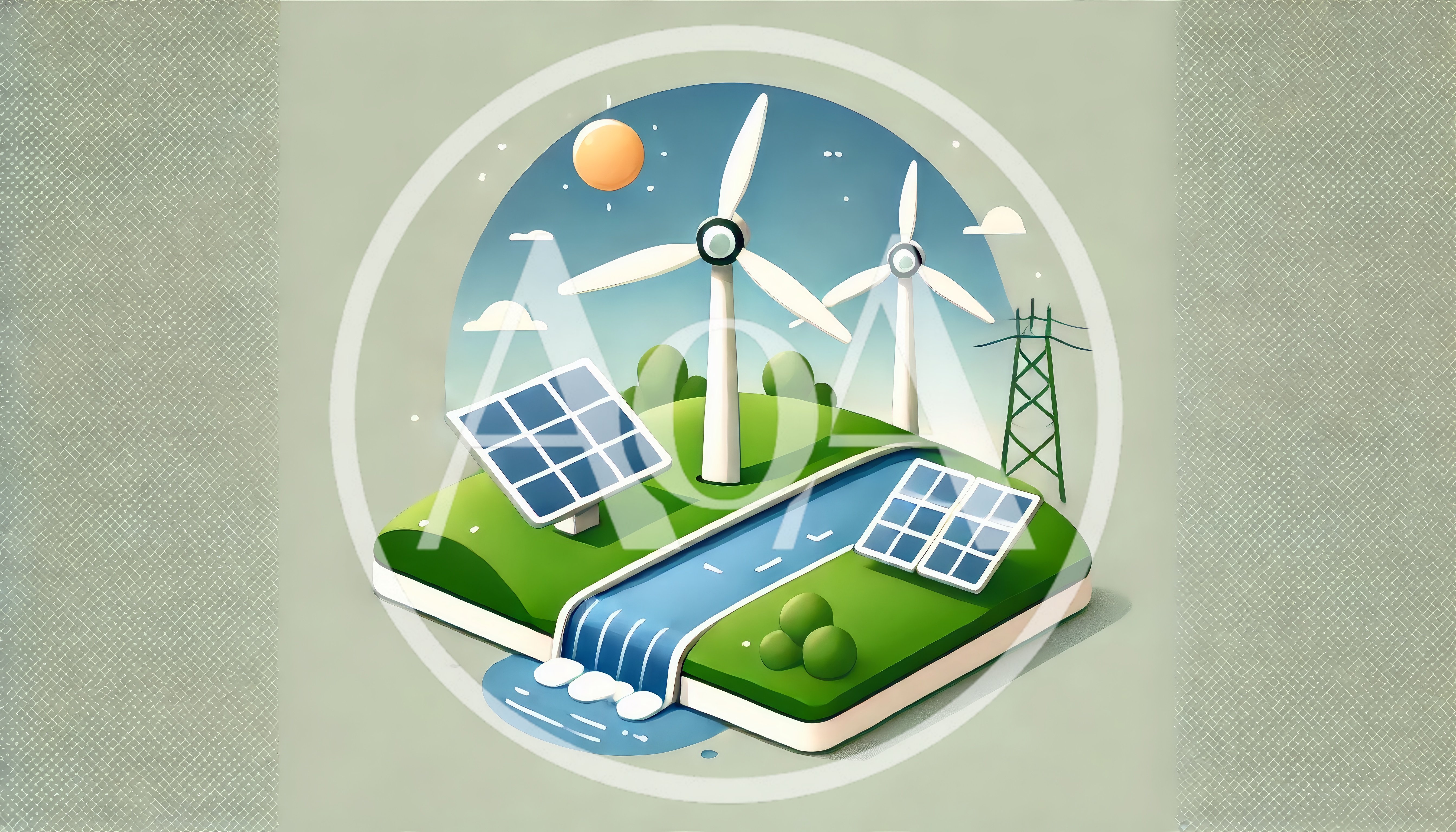 Isometric Renewable Energy Landscape With Wind And Solar