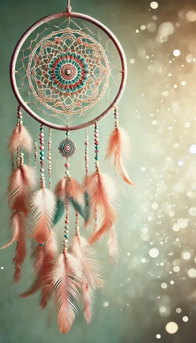Dreamcatcher With Soft Feathers And Bokeh Background