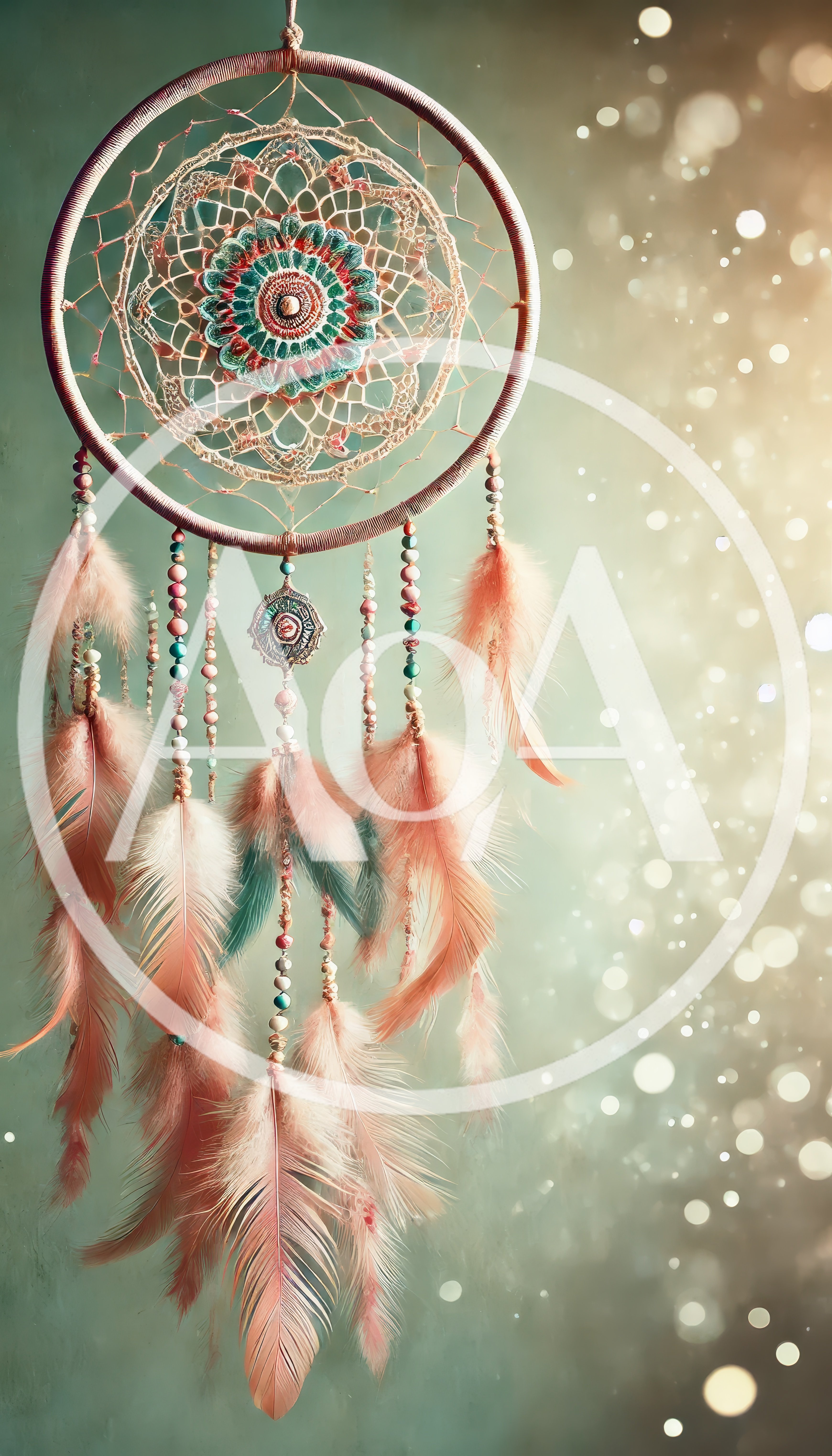 Dreamcatcher With Soft Feathers And Bokeh Background