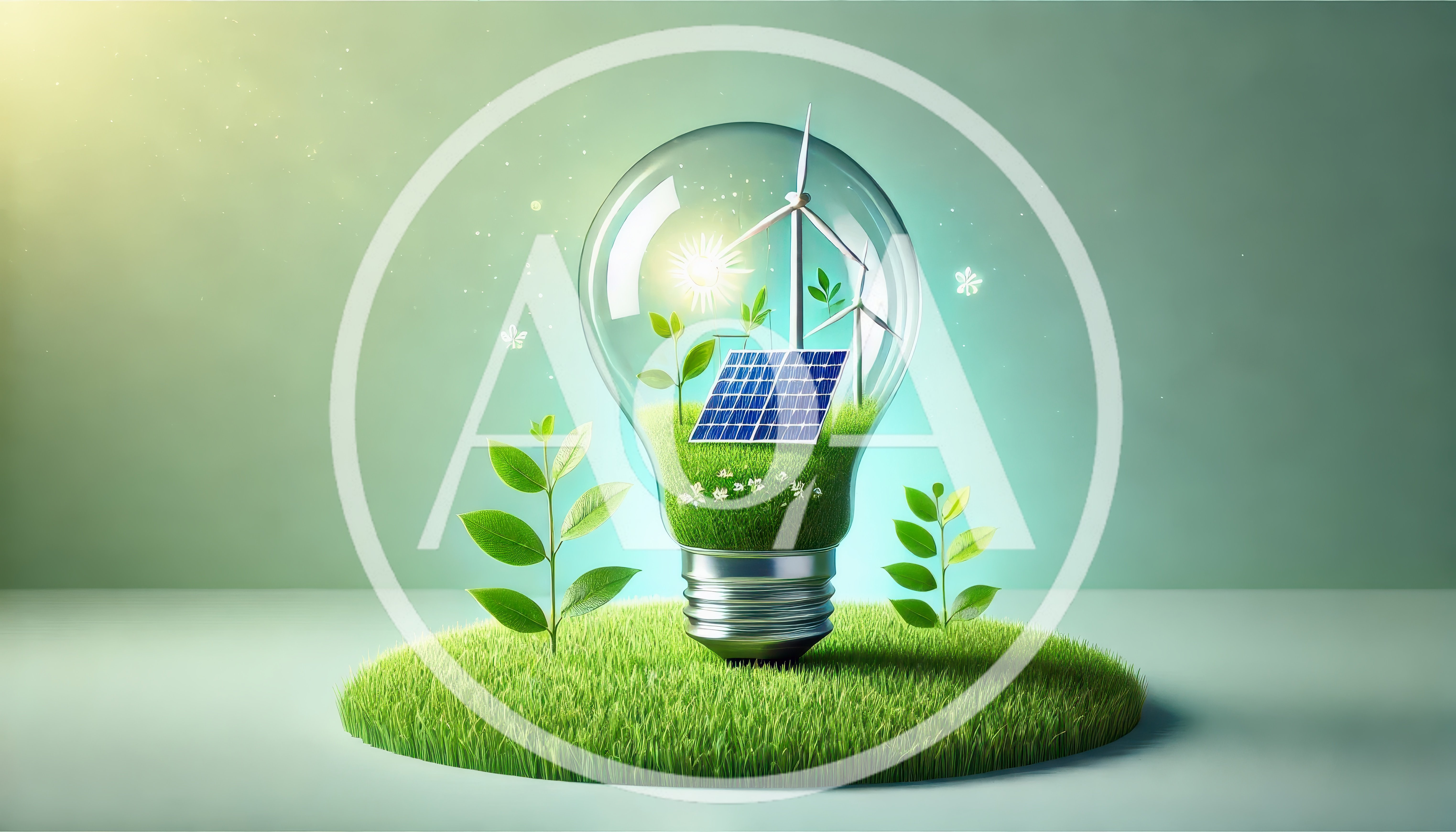 Conceptual Light Bulb With Renewable Energy Elements