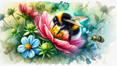 Bumblebee Pollinating A Vibrant Pink Flower