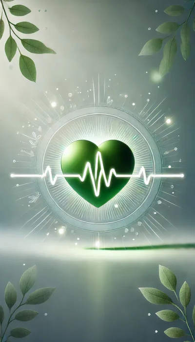Green Heart Symbol With EKG Pulse Line