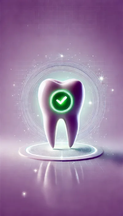 3D Rendered Tooth With Green Checkmark Icon