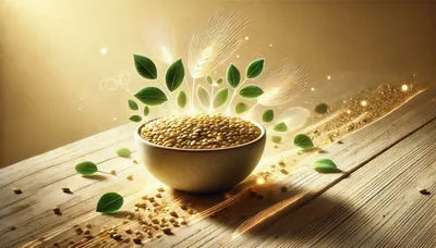 Bowl of Lentils with Ethereal Plant Growth