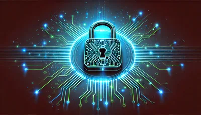 Digital Security Padlock With Glowing Circuitry Background