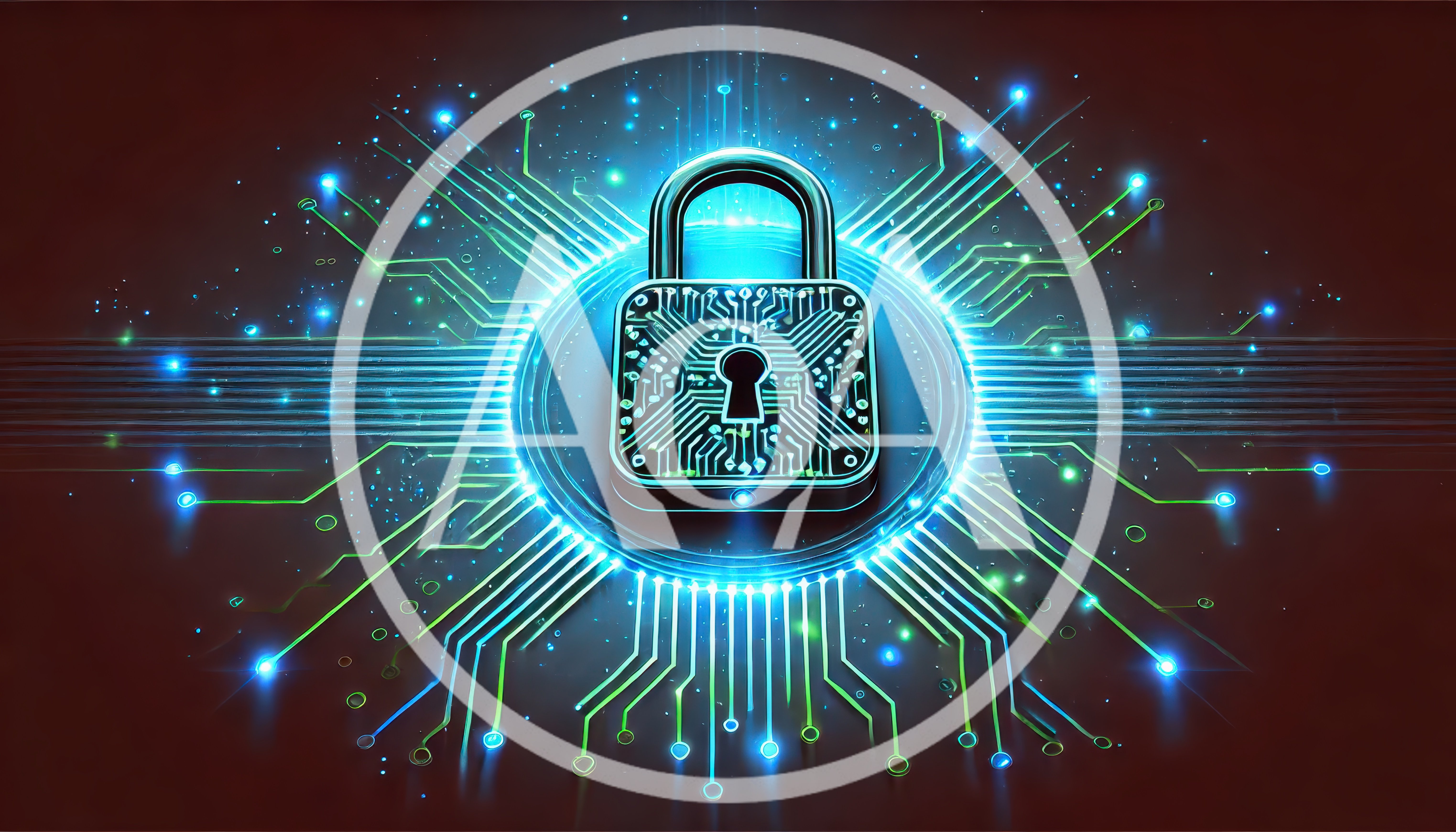Digital Security Padlock With Glowing Circuitry Background