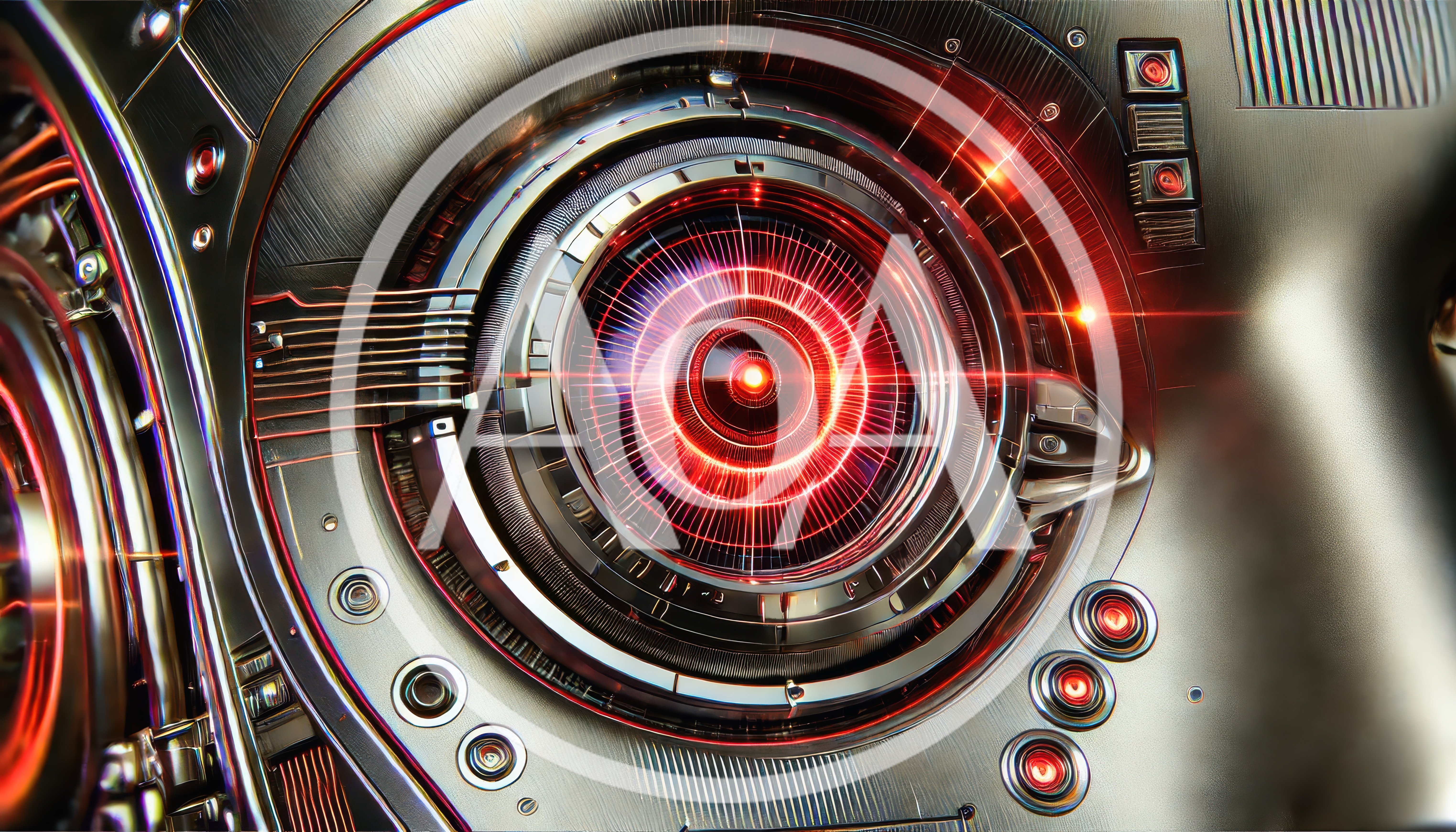 Futuristic Robotic Eye With Glowing Red Lens
