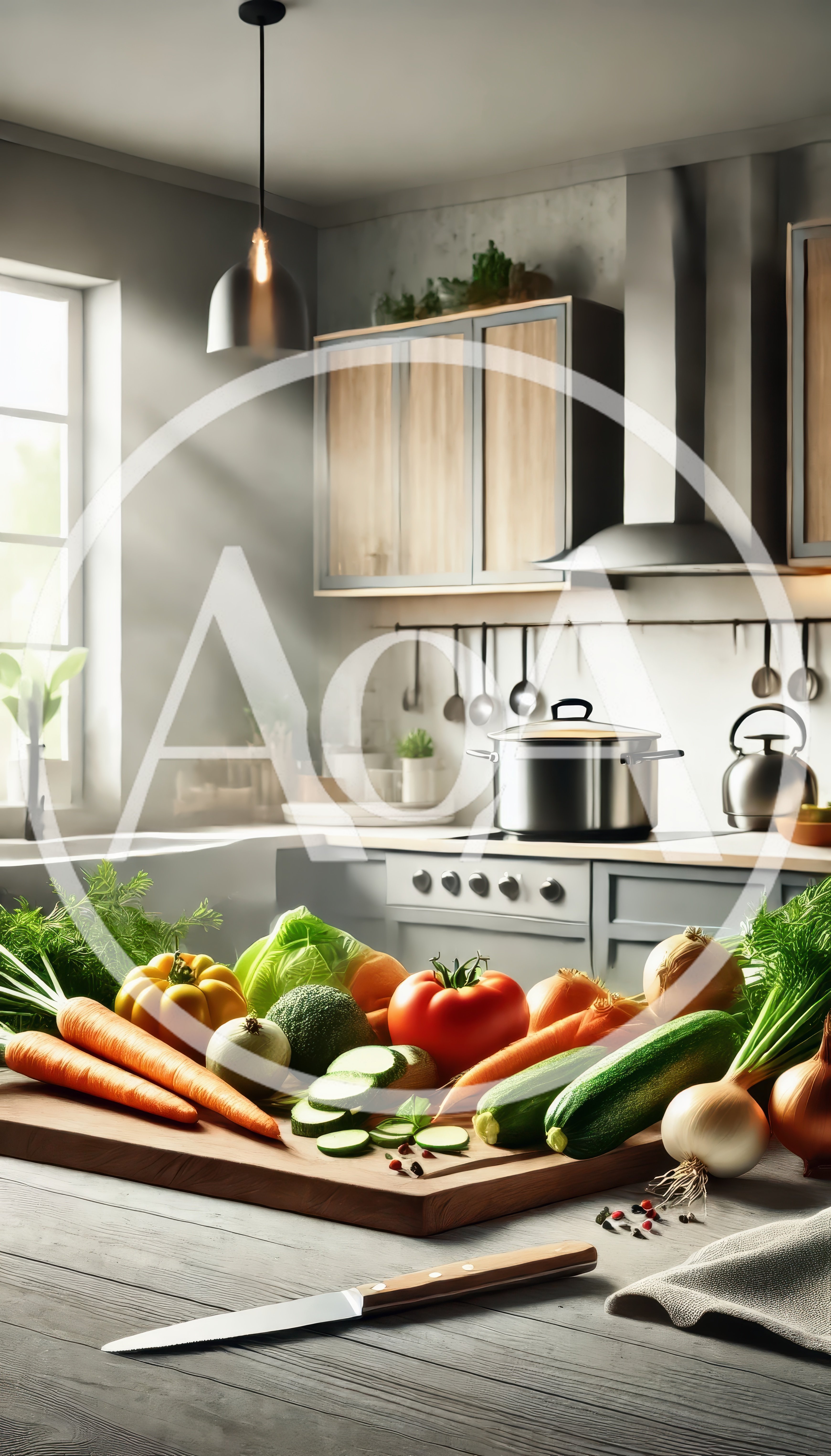 Fresh Vegetables Prepared On A Kitchen Cutting Board