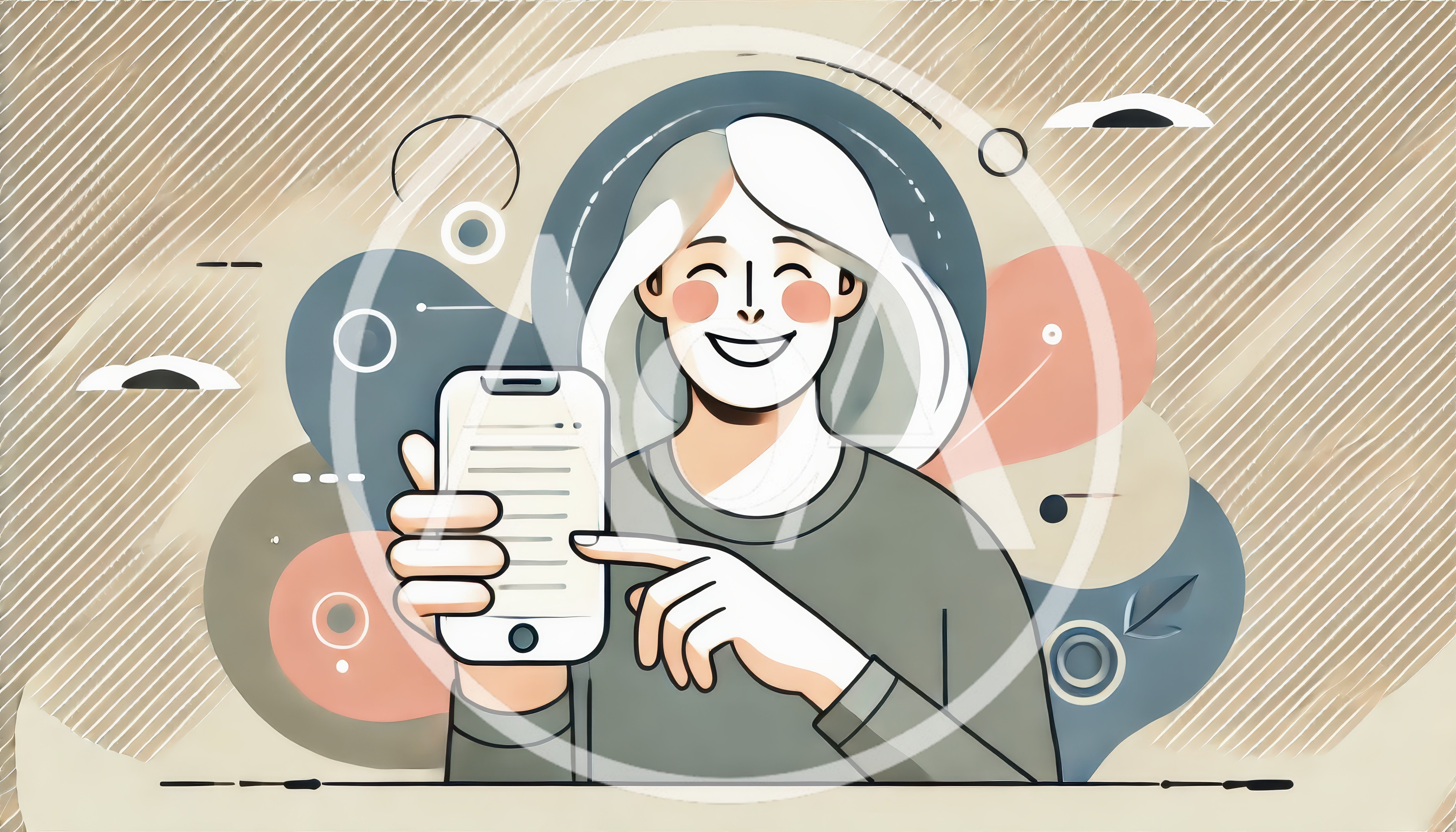 Happy Woman Pointing At Smartphone Screen