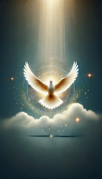 Holy Spirit Dove Descending With Radiant Light