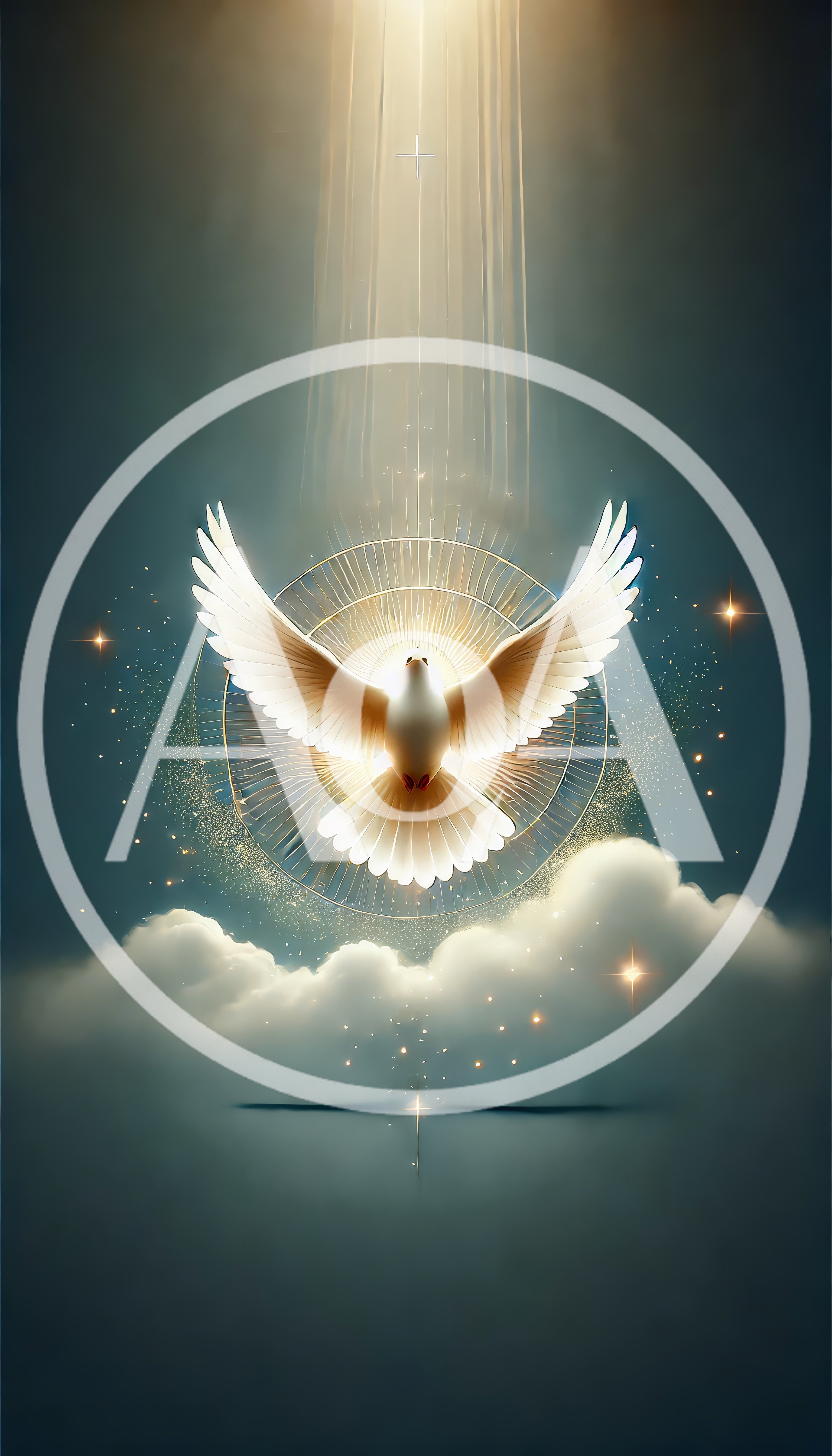 Holy Spirit Dove Descending With Radiant Light