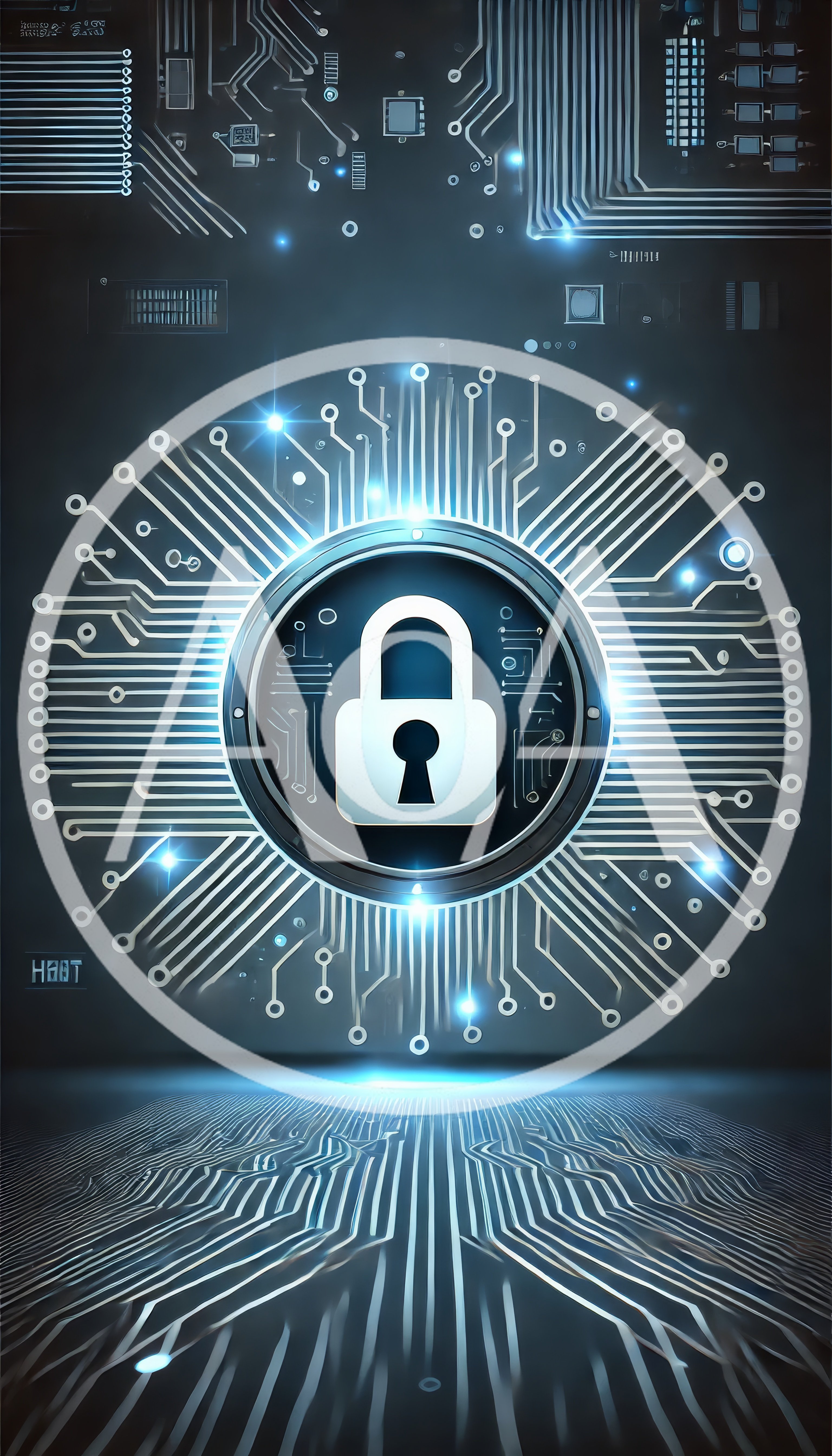 Digital Cybersecurity Concept With Glowing Padlock Icon
