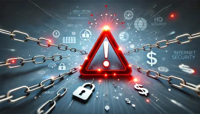 Digital Security Warning Symbol With Chains And Icons