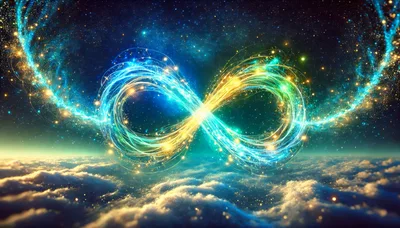 Glowing Infinity Symbol Floating Above Clouds