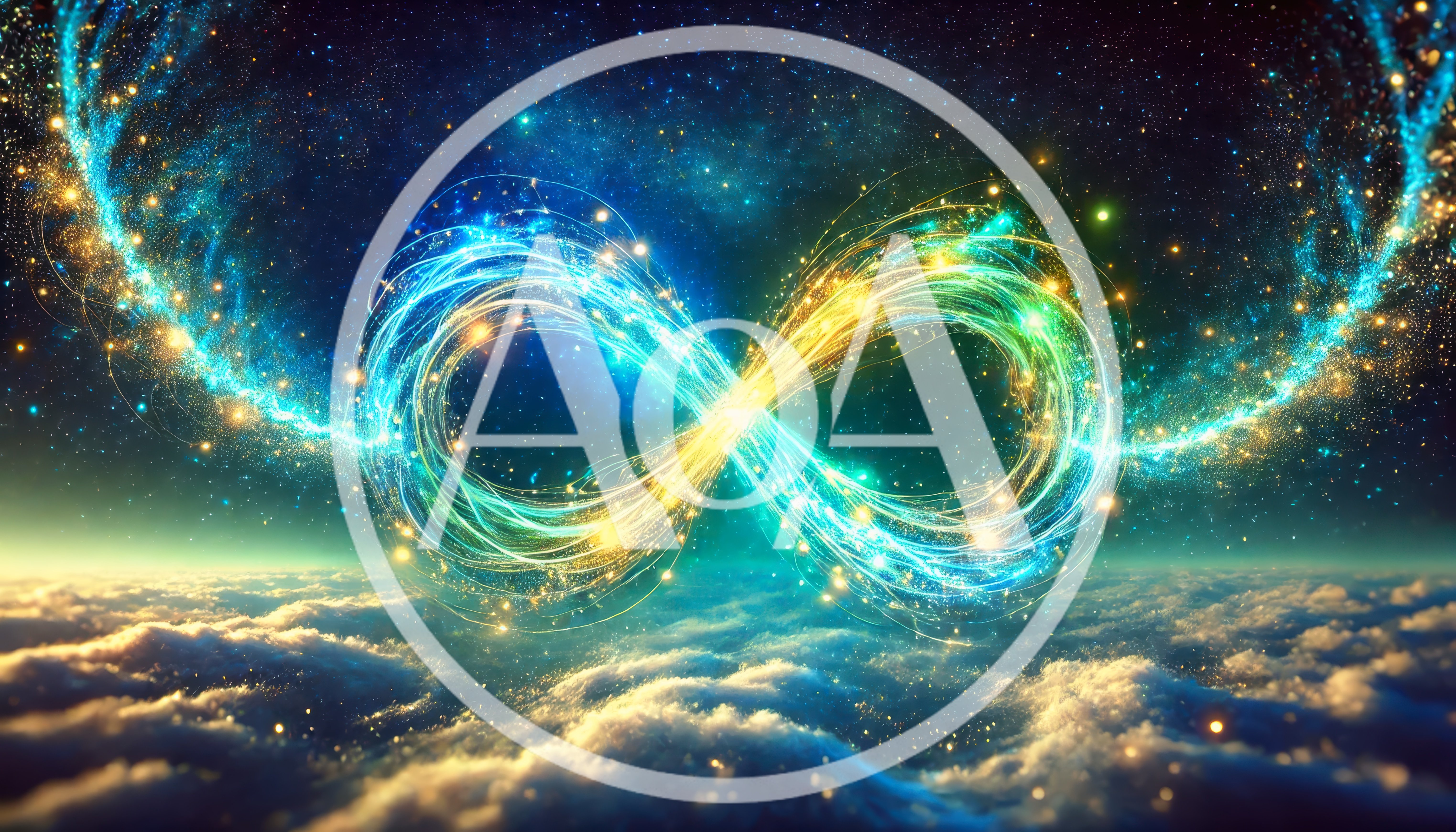 Glowing Infinity Symbol Floating Above Clouds