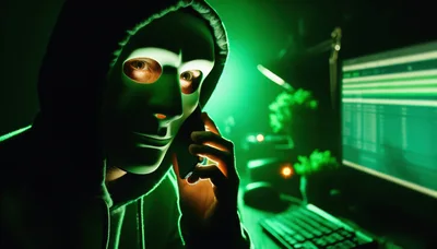 Hacker Wearing Anonymous Mask Talking On Smartphone