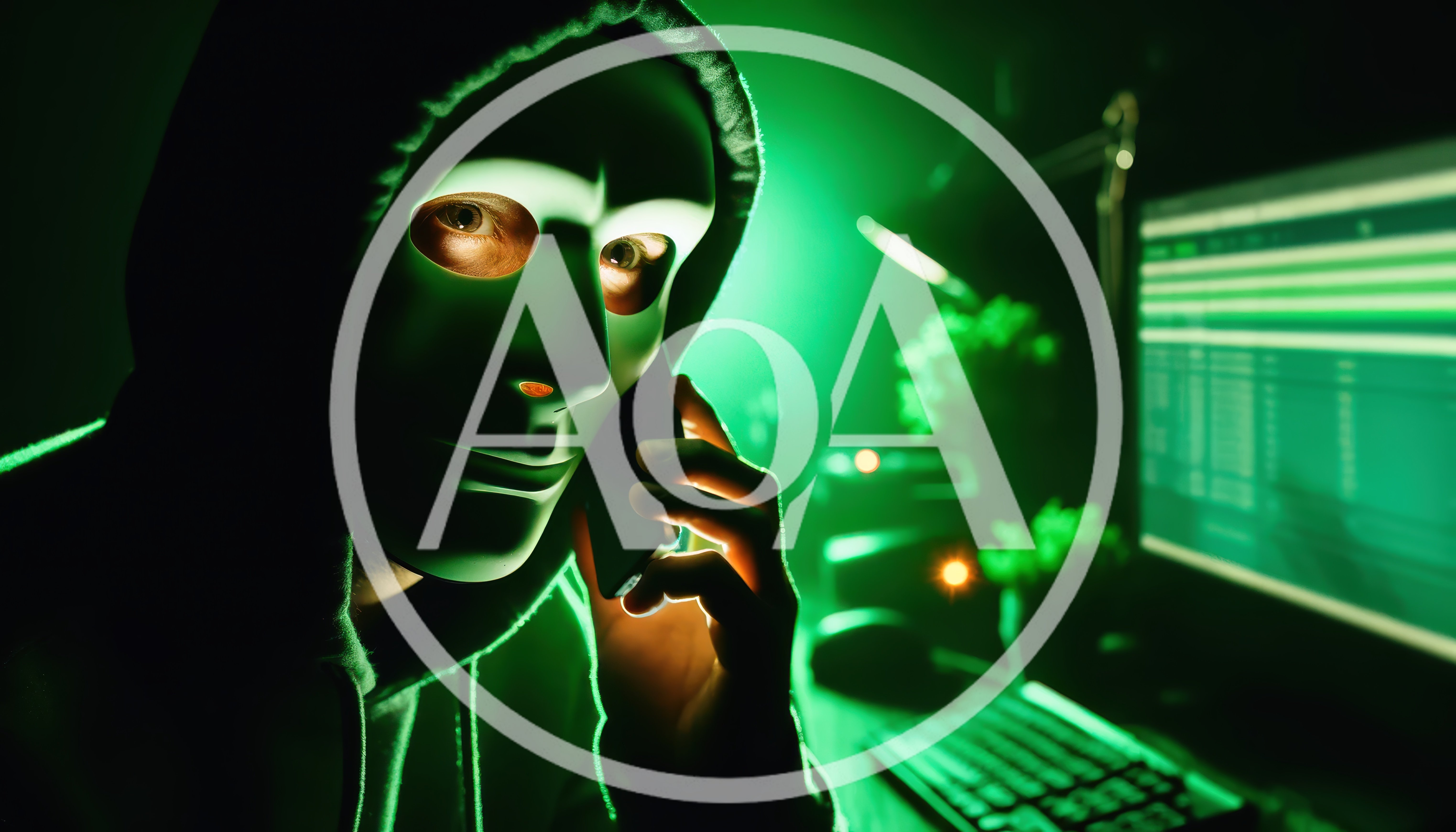 Hacker Wearing Anonymous Mask Talking On Smartphone