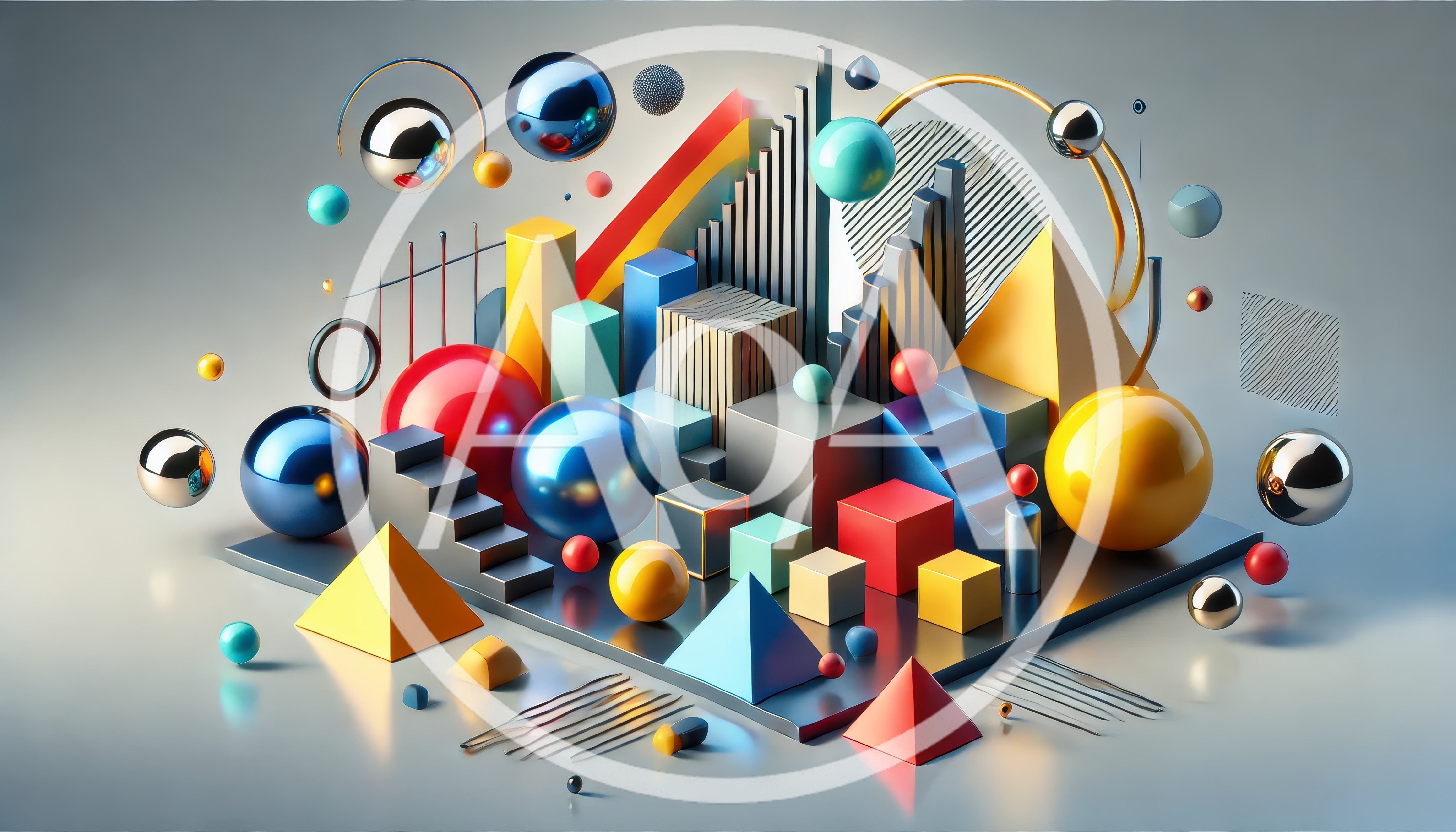 Abstract 3D Geometric Shapes Composition