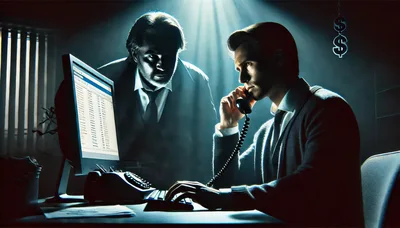 Businessmen Working Late in a Dark Office