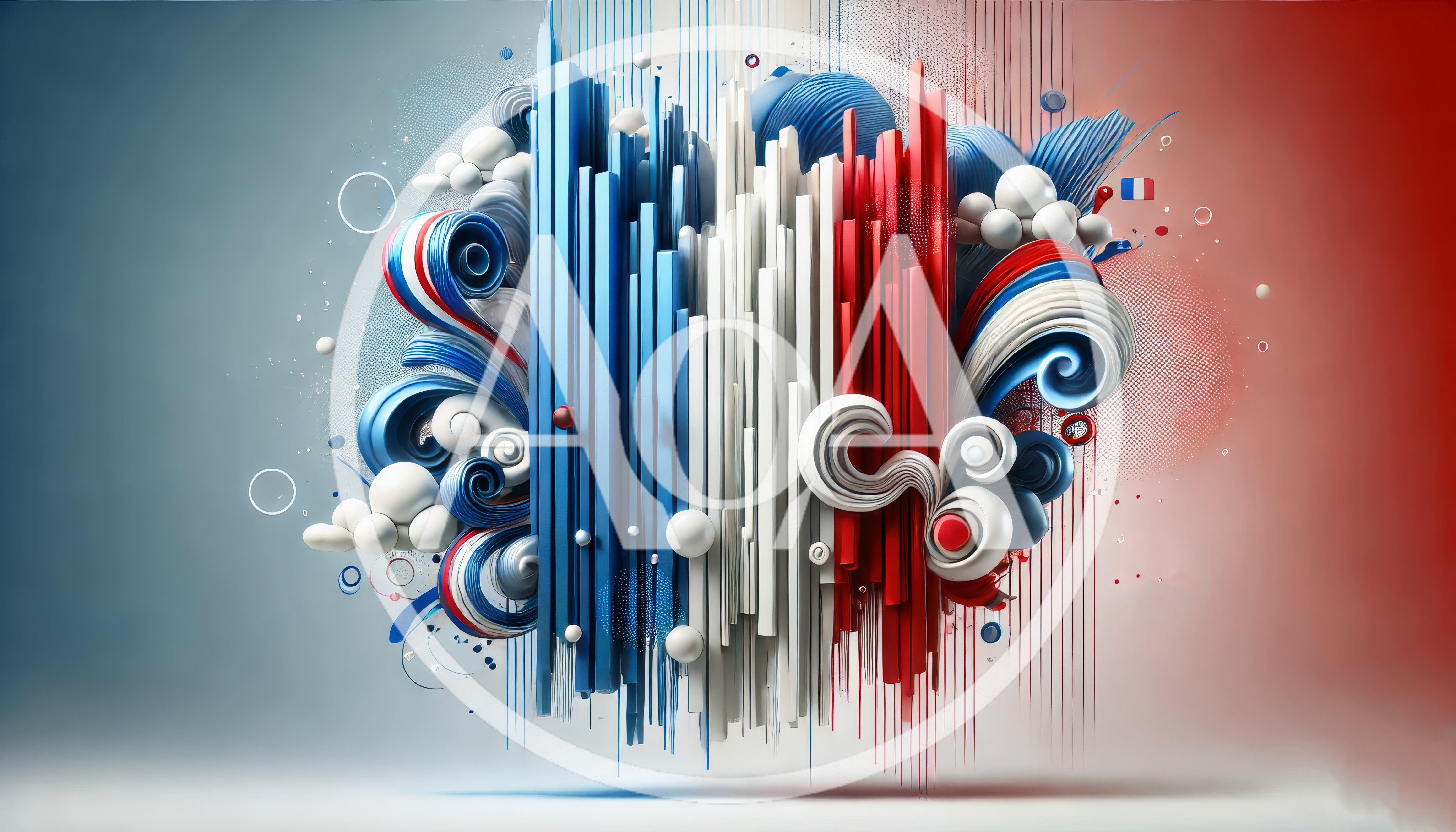 Abstract French Flag Concept With 3D Geometric Elements