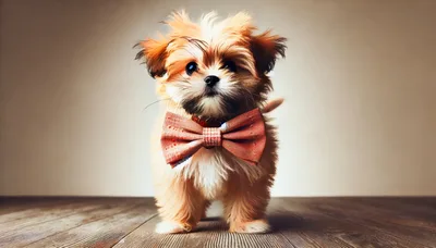 Adorable Fluffy Puppy Wearing A Bow Tie