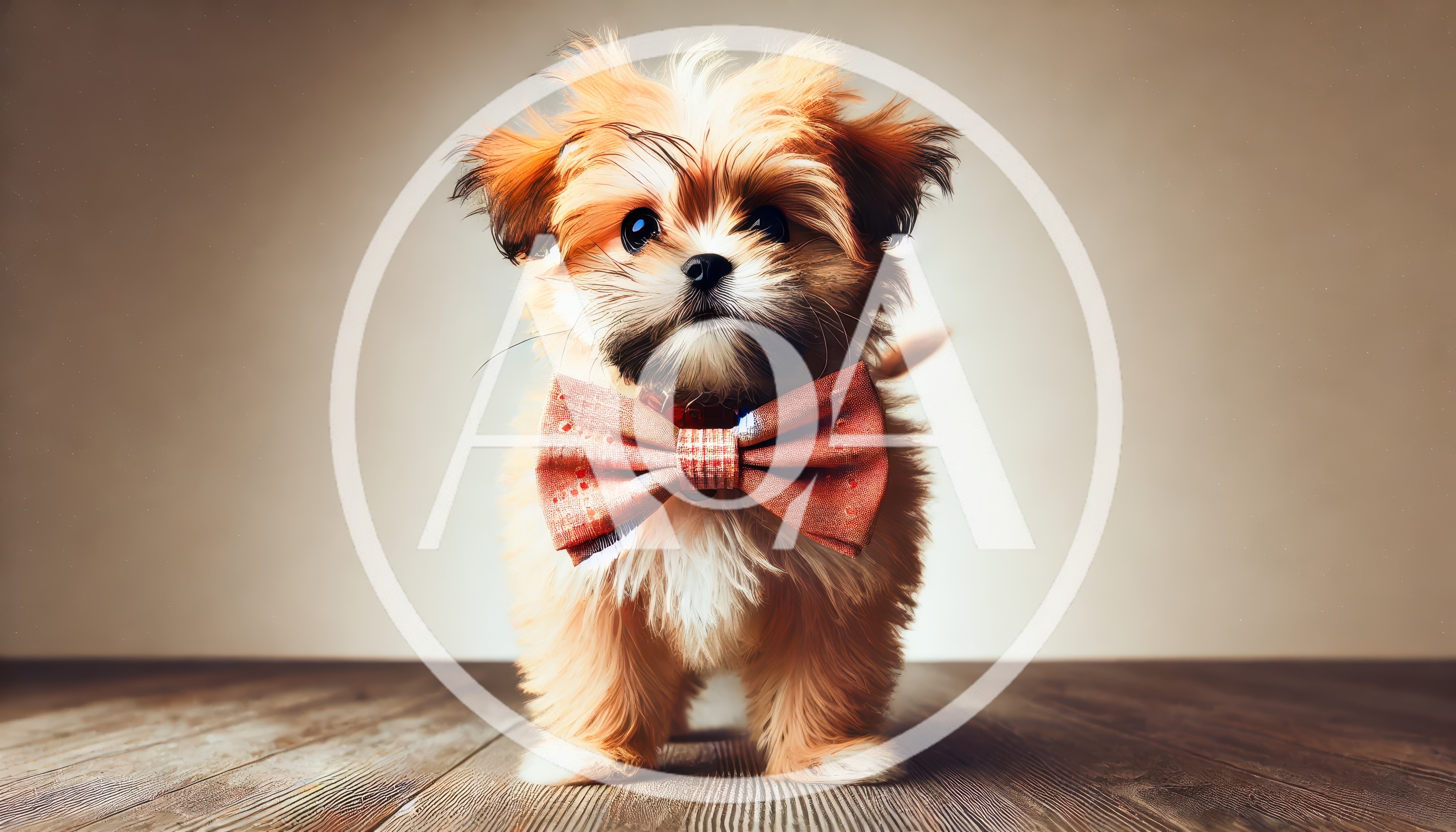 Adorable Fluffy Puppy Wearing A Bow Tie