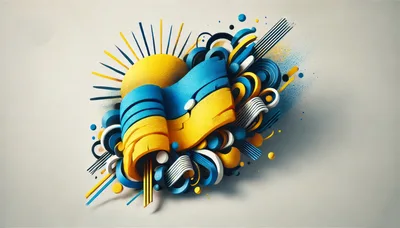 Abstract 3D Ukrainian Flag Design With Geometric Elements