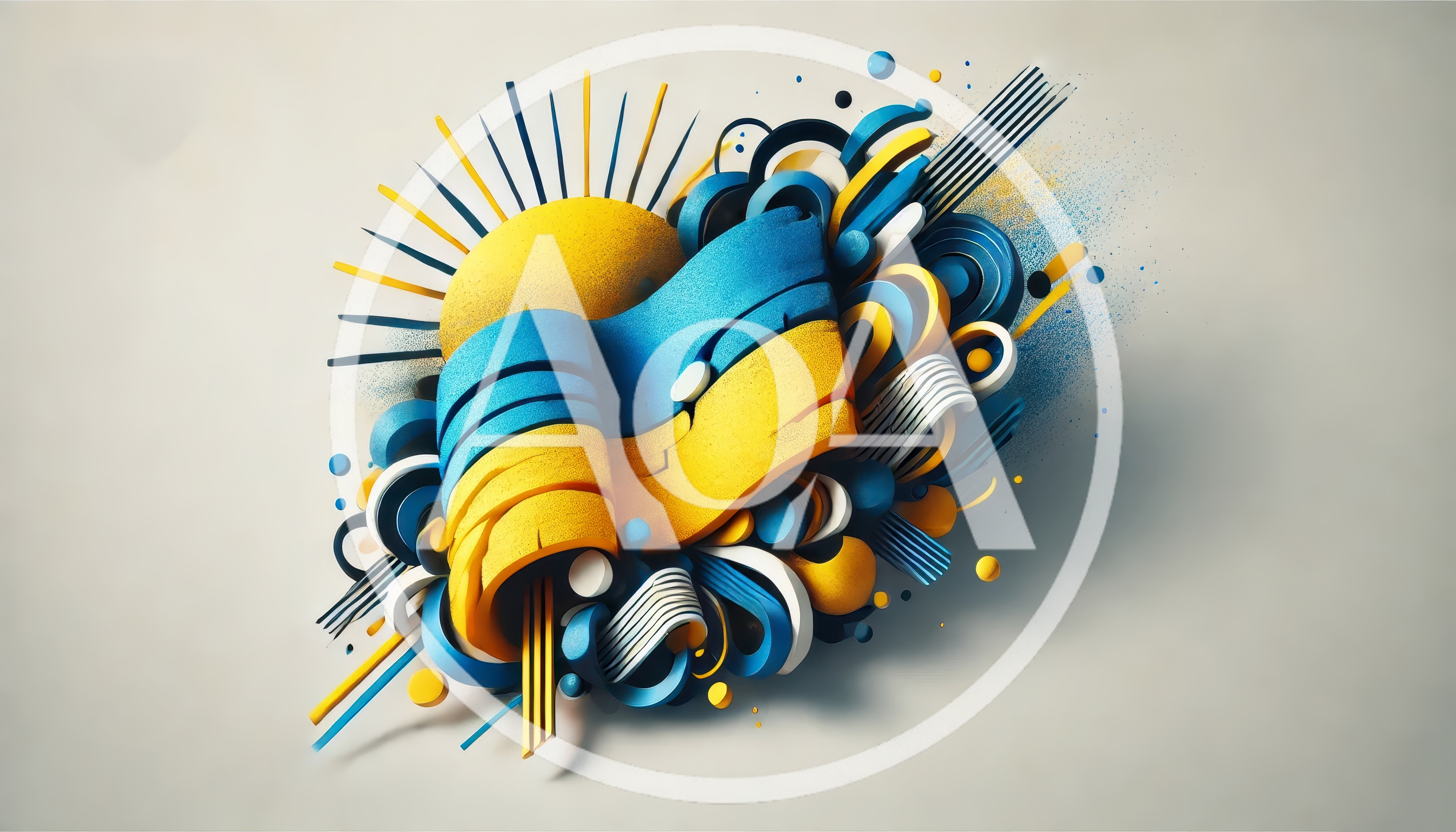 Abstract 3D Ukrainian Flag Design With Geometric Elements