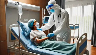 Doctor in PPE Attending Patient in Hospital Room