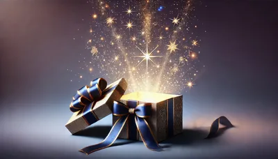 Open Gift Box With Magical Golden Sparkles