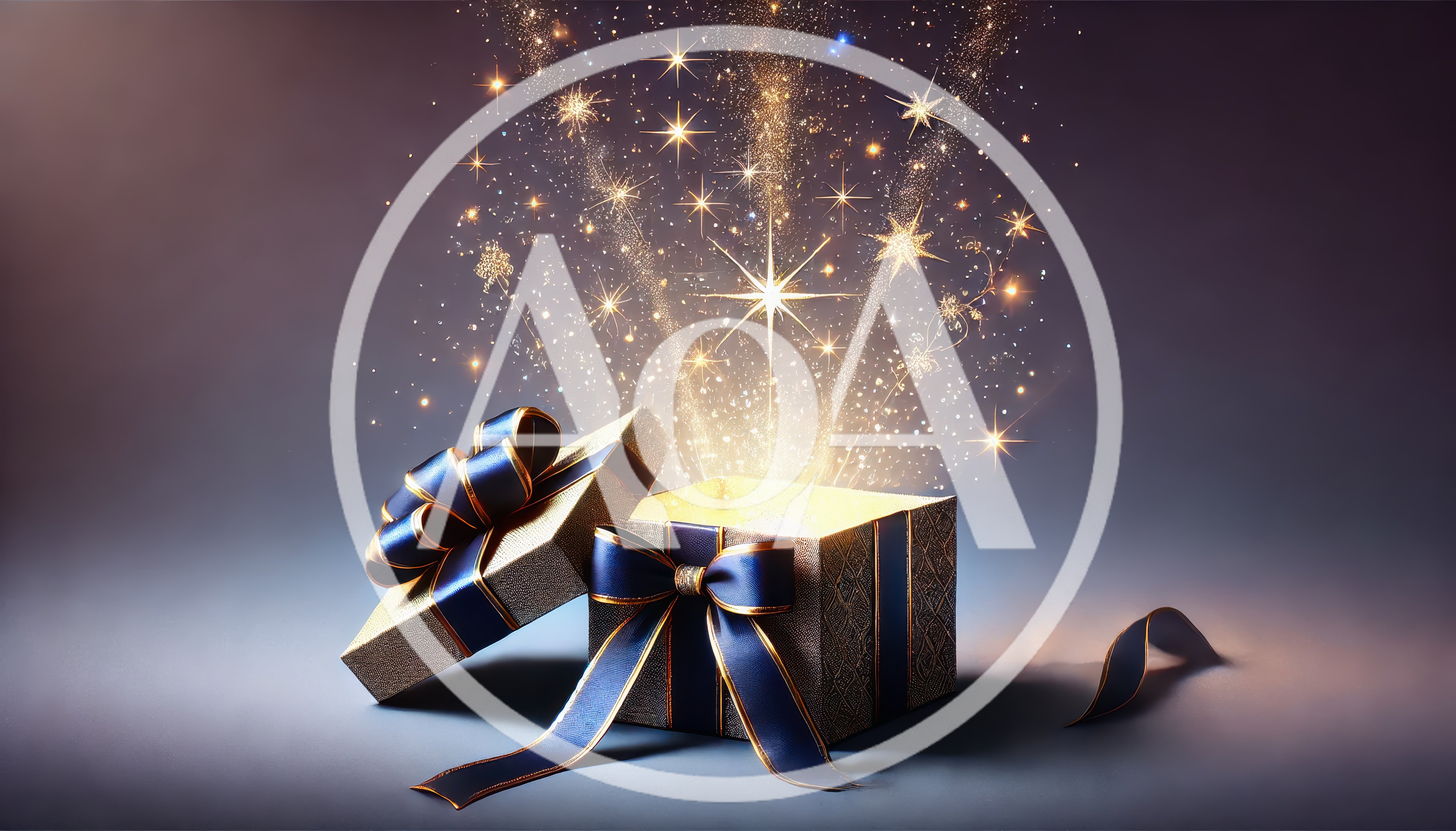 Open Gift Box With Magical Golden Sparkles