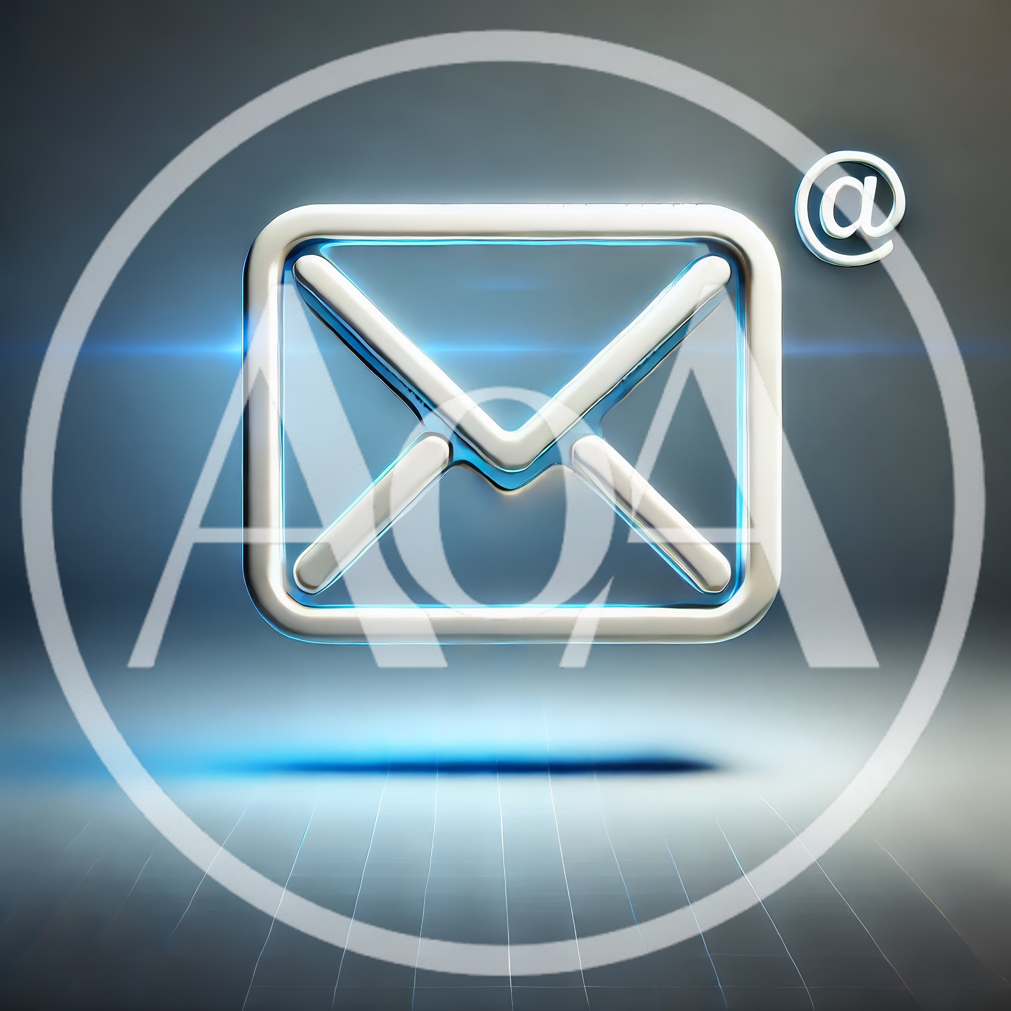 3D Metallic Email Icon With At Symbol