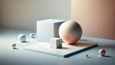 Minimalist 3D Geometric Shapes On A Platform