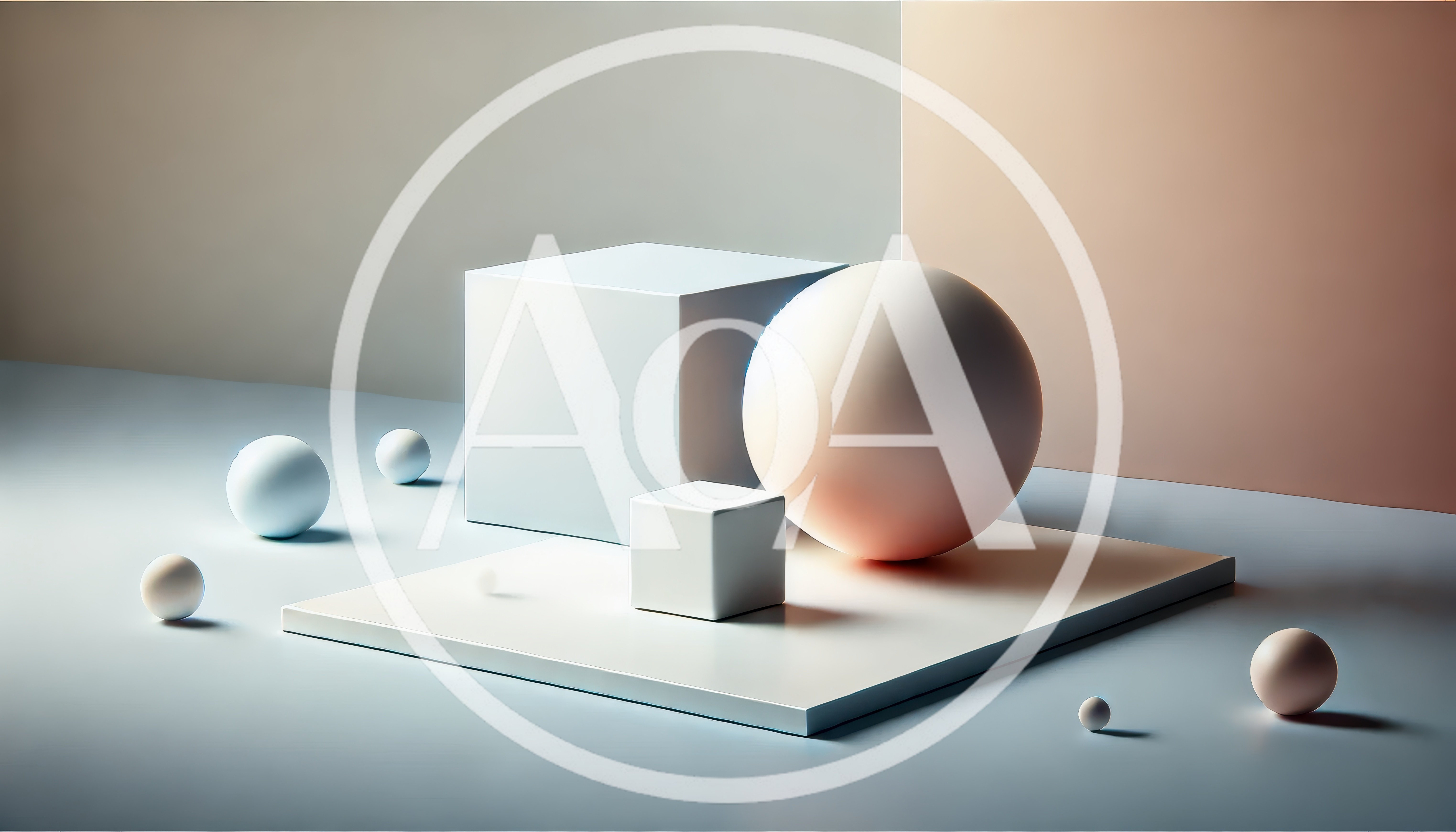 Minimalist 3D Geometric Shapes On A Platform