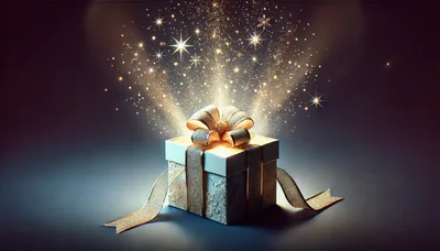 Golden Gift Box With Magical Sparkling Light Effects