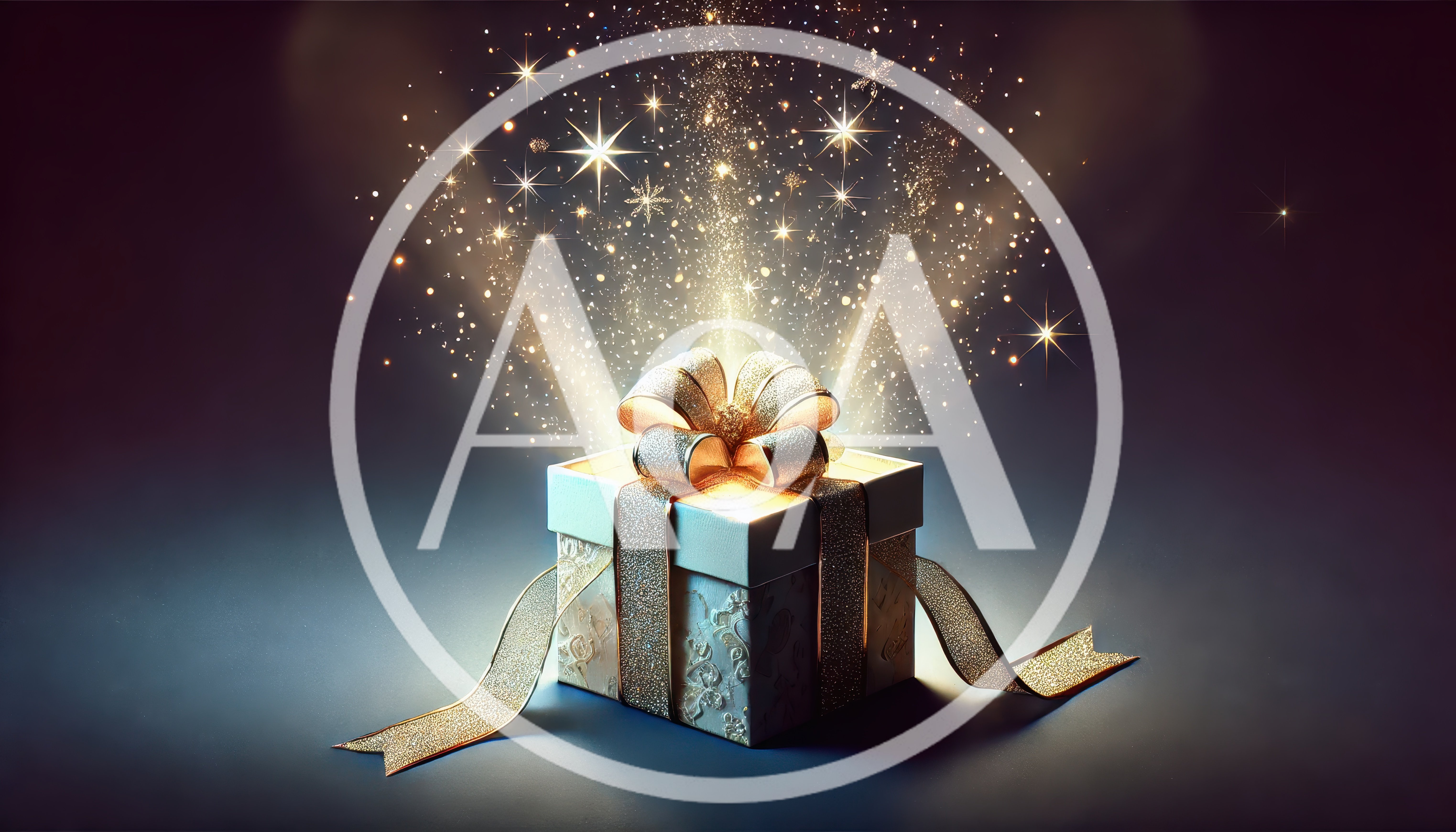 Golden Gift Box With Magical Sparkling Light Effects